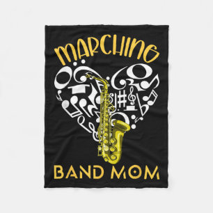 Marching Band Mom Heart Love Music Notes Saxophone Fleece Blanket