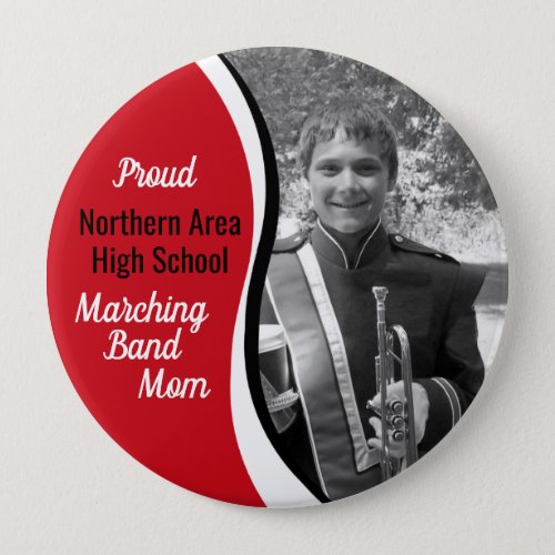 Marching Band Mom Red Black Button