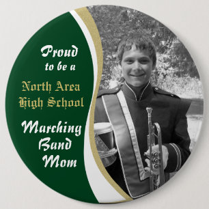Marching Band Mom with Photo Pinback Button