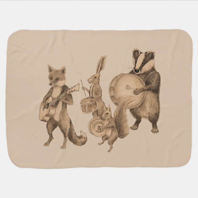 Marching band of animals receiving blanket (Horizontal)