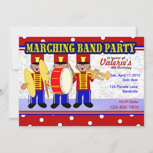 Marching Band Party Custom Invitations