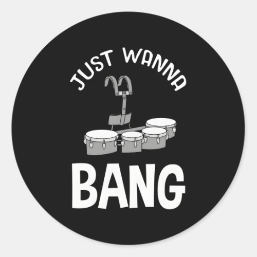 Marching Band Quad Tenor Drum For Drummers Classic Round Sticker
