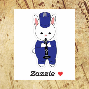 Marching Band Rabbit Clarinet Blue and White Sticker