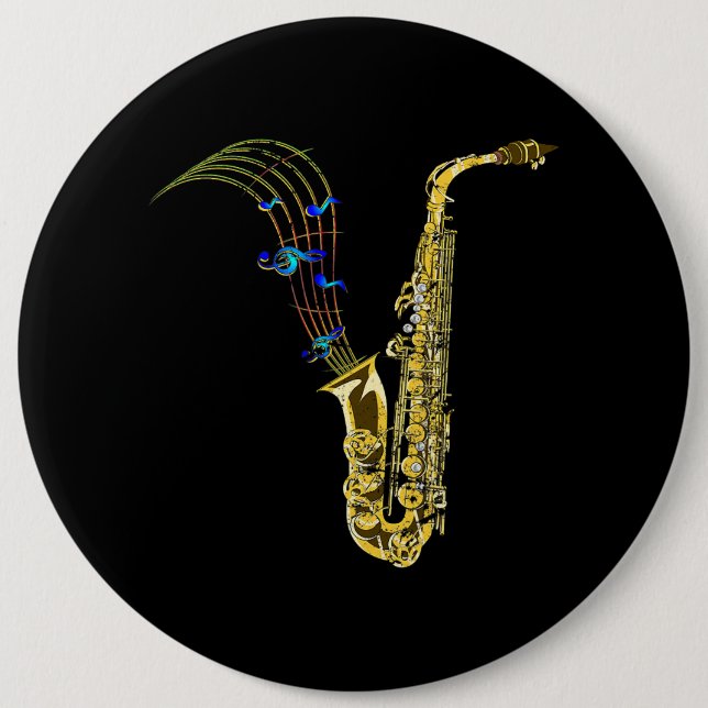 Marching Band Saxophonist Gift Jazz Music Saxophon Button (Front)