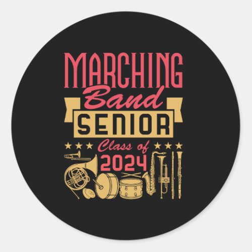 Marching Band Senior 2024  Classic Round Sticker
