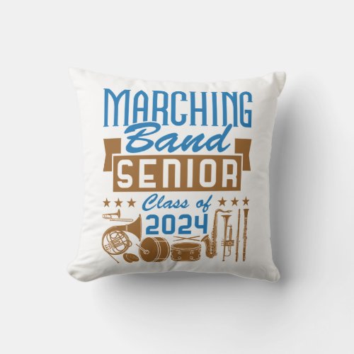 Marching Band Senior 2024 Throw Pillow