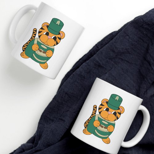 Marching Band Tiger Drum Green and Gold Coffee Mug