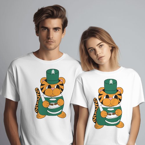 Marching Band Tiger Drums Green and White T_Shirt