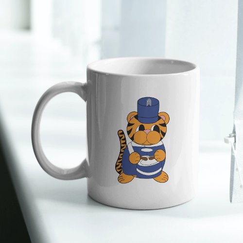 Marching Band Tiger Snare Drum Blue and White Coffee Mug