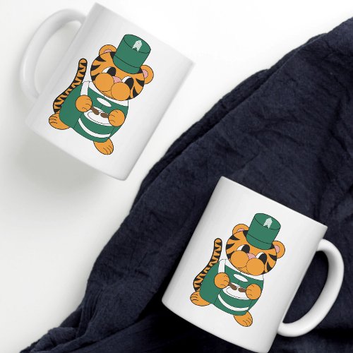 Marching Band Tiger Snare Drum Green and White Coffee Mug