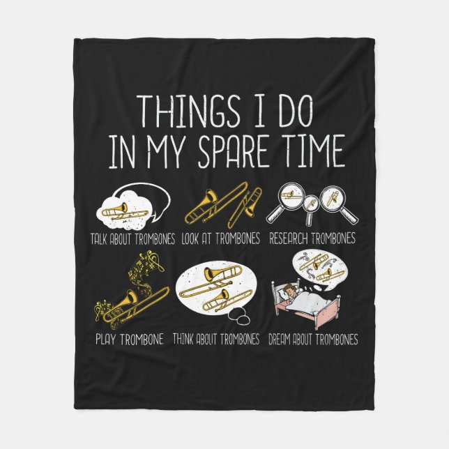 Marching Band Trombone Gift Men Jazz Music Fleece Blanket (Front)