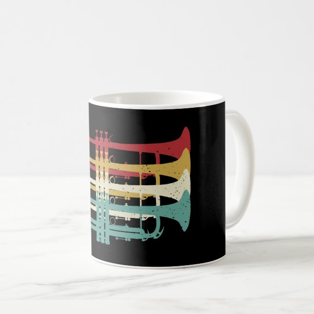 Marching Band Trumpet Player Retro Design  Coffee Mug (Front Right)