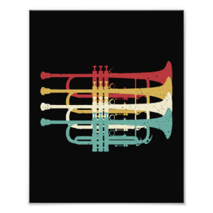 Marching Band Trumpet Player Retro Design Photo Print