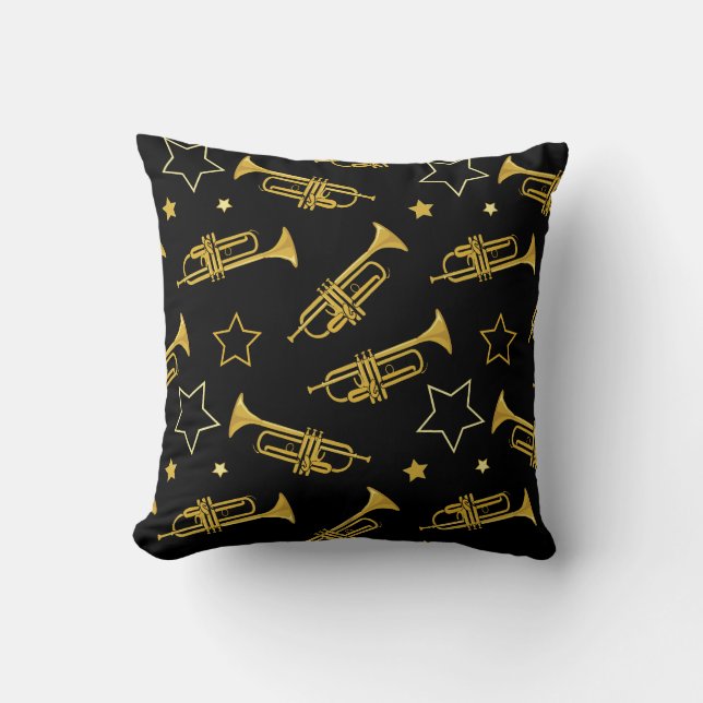 Marching Band Trumpet Player Throw Pillow (Front)