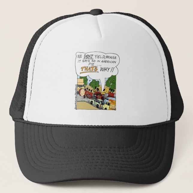 Marching Band Yields Funny Offbeat Cartoon Gifts Trucker Hat (Front)