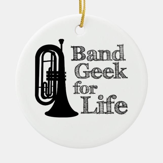 Marching Baritone Band Geek Ceramic Ornament (Front)