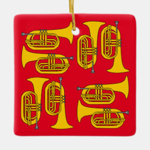 Marching Baritone Crosshatch Ceramic Ornament