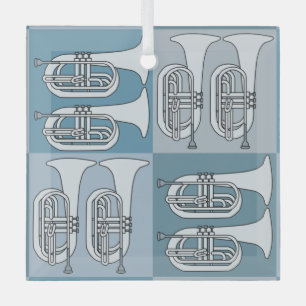 Marching Baritone Crosshatch Glass Ornament