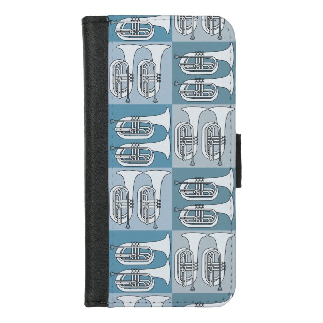 Marching Baritone Crosshatch  iPhone Wallet Case (Front)