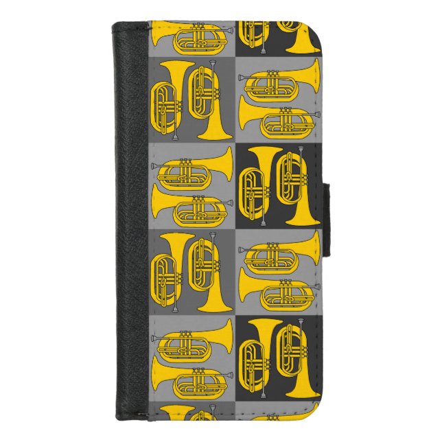 Marching Baritone Crosshatch  iPhone Wallet Case (Front)