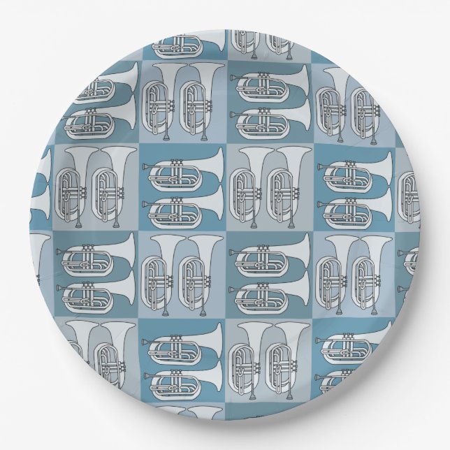 Marching Baritone Crosshatch  Paper Plates (Front)