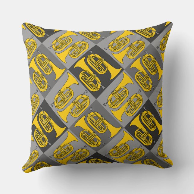 Marching Baritone Crosshatch Throw Pillow (Back)