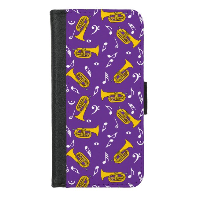 Marching Baritone Music Notes Bass Clefs iPhone Wallet Case (Front)
