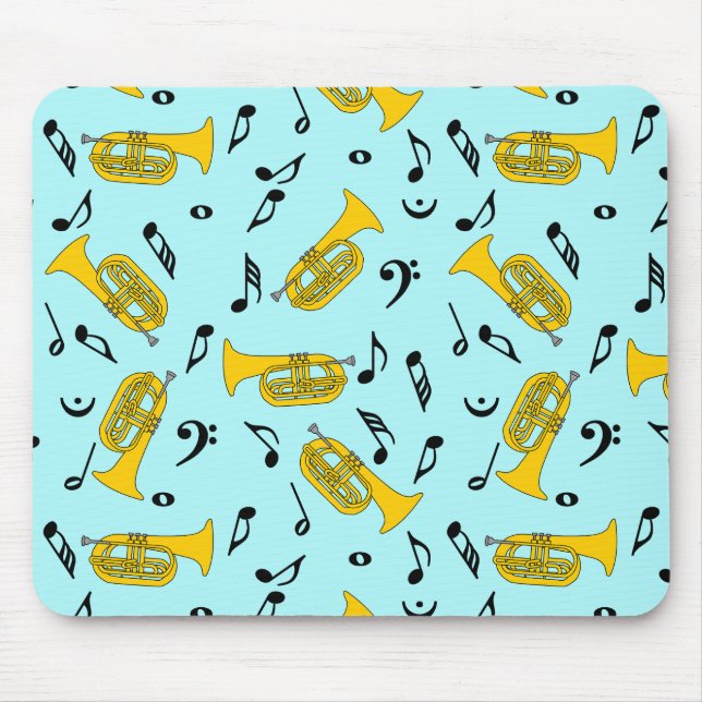 Marching Baritone Music Notes Bass Clefs Mouse Pad (Front)