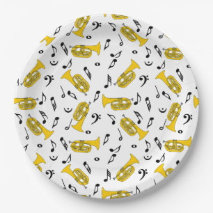 Marching Baritone Music Notes Bass Clefs Paper Plates
