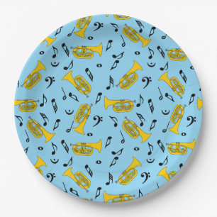 Marching Baritone Music Notes Bass Clefs Paper Plates