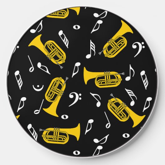 Marching Baritone Music Notes Bass Clefs Wireless Charger (Front)