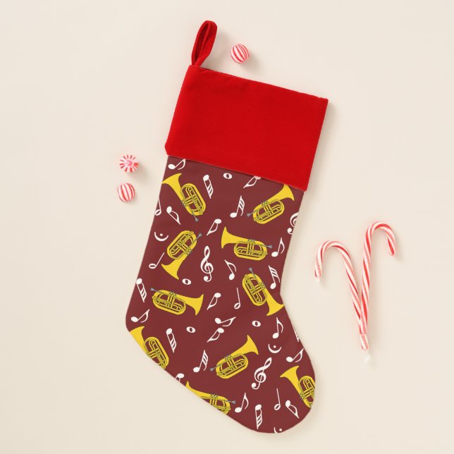 *Marching Baritone Music Notes Christmas Stocking (Front)