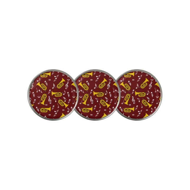 *Marching Baritone Music Notes Golf Ball Marker (3 Up)