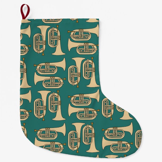*Marching Baritone Music Notes Large Christmas Stocking (Front)