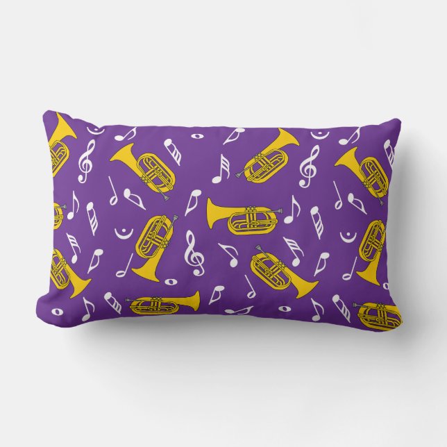 *Marching Baritone Music Notes Lumbar Pillow (Front)