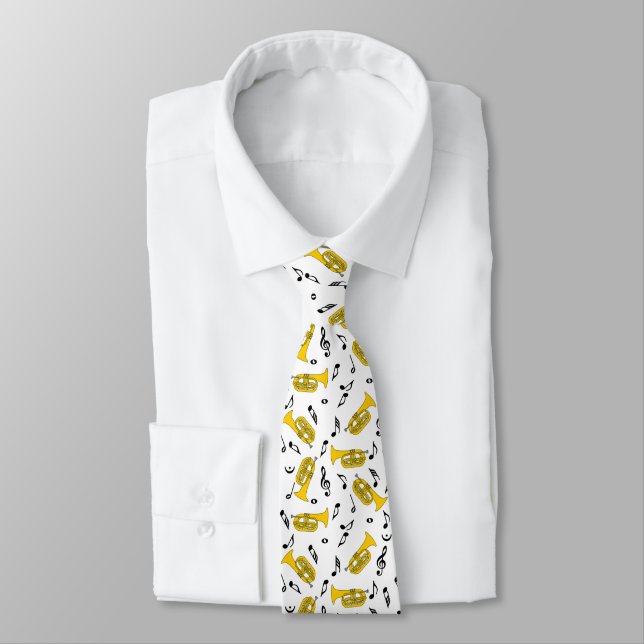 Marching Baritone Music Notes Neck Tie (Tied)