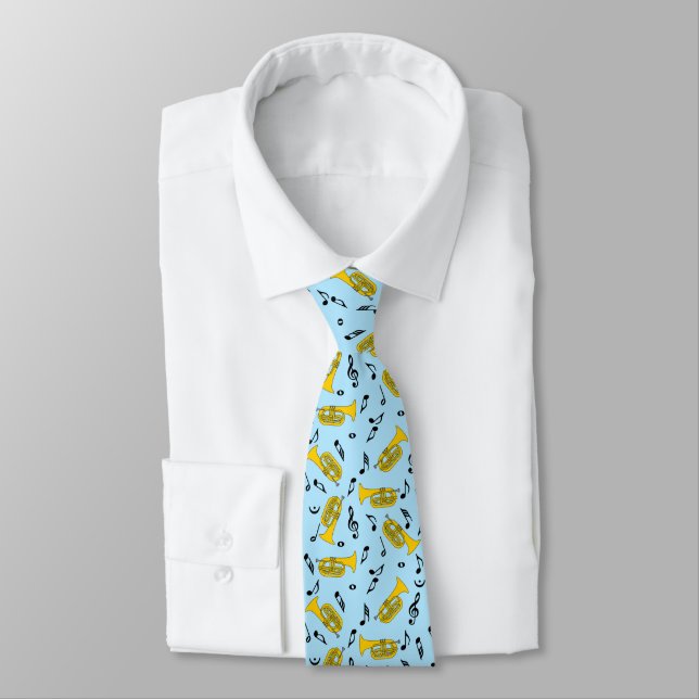 Marching Baritone Music Notes Neck Tie (Tied)
