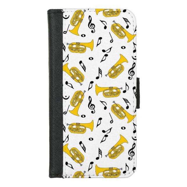 Marching Baritone Music Notes Treble Clefs iPhone Wallet Case (Front)