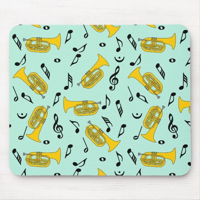 Marching Baritone Music Notes Treble Clefs Mouse Pad (Front)