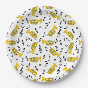 Marching Baritone Music Notes Treble Clefs Paper Plates