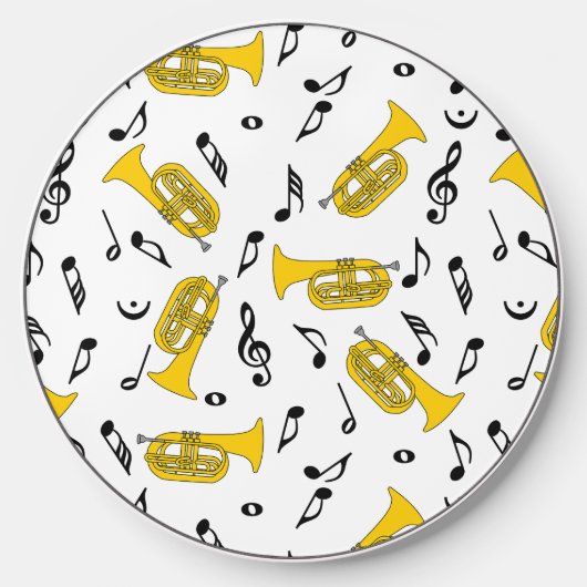 Marching Baritone Music Notes Treble Clefs Wireless Charger (Front)