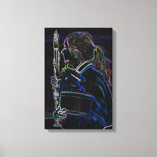 Marching Clarinetist Wrapped Canvas Print