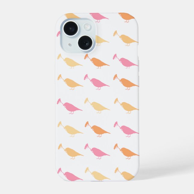 Marching Daisy Bird Design Orange Pink Iphone Case (Back)