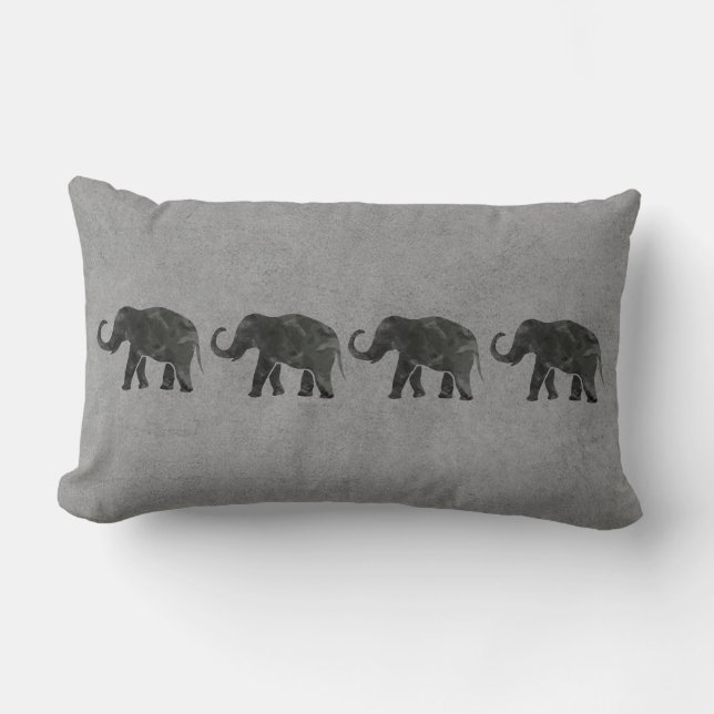 Marching elephant family lumbar pillow (Front)