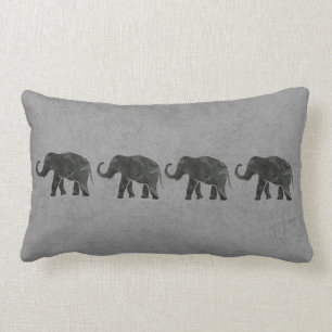 Marching elephant family lumbar pillow