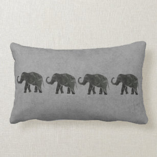 Marching elephant family lumbar pillow