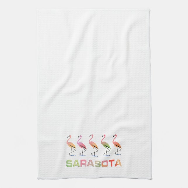Marching Flamingos Sarasota Towel (Vertical)