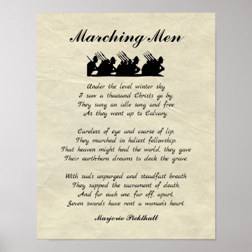 Marching Men World War I Poem Poster