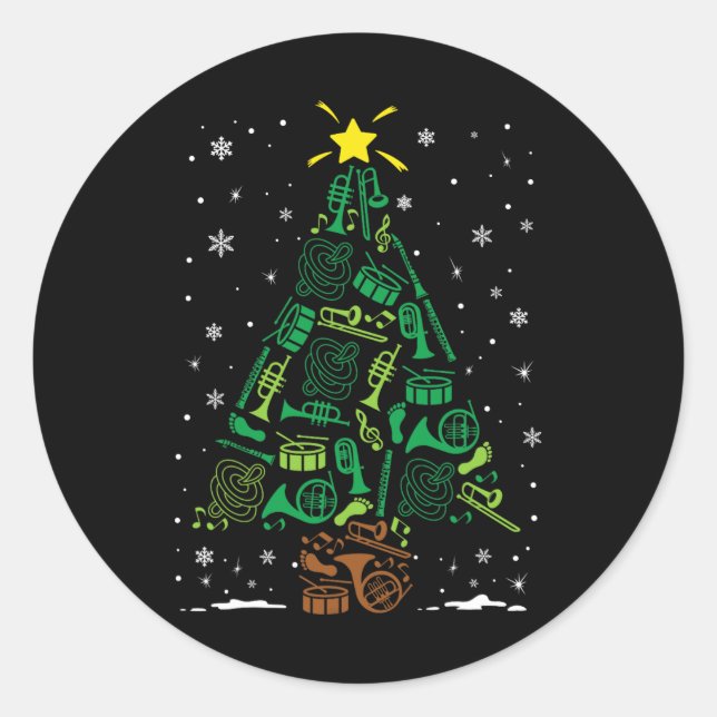 Marching Nd Instrument Family Matching Christmas T Classic Round Sticker (Front)