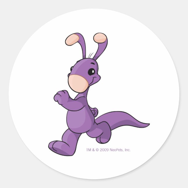 Marching purple Blumaroo Classic Round Sticker (Front)